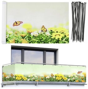 Sárga-zöld műanyag erkély belátásgátló 500x85 cm Butterfly – Maximex