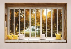 Fotótapéta Vízesés az őszi erdőben Relaxációs kilátás 312x219 +ragasztó