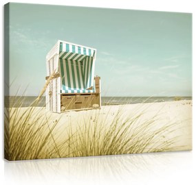 Vászonkép, Strandszék a tengerparton, 60x40 cm méretben