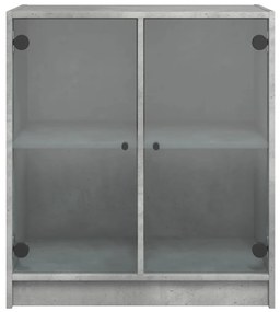 betonszürke kisszekrény üvegajtókkal 68 x 37 x 75,5 cm