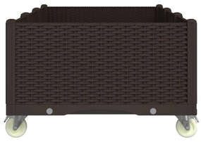 vidaXL barna polipropilén rácsos kerekes ültetőláda 150 x 80 x 54 cm