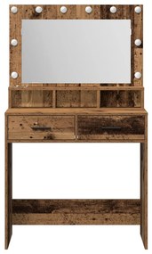 LED-es öltöztetőasztal régi fa hatással 79x41x135 cm