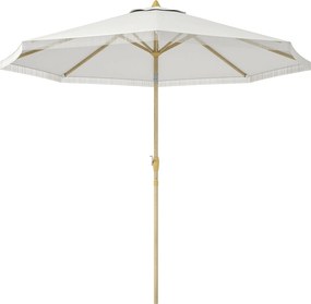 Outsunny Kert Egyenes Dönthető Napernyő Kézi Szerkezettel, Fröcskölt Fém Polccal, Bohém Stílusú, 8 Bordával Ø 265 x 244 cm Fehér | Aosom