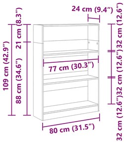 Könyvespolc Musta tammi 80 x 24 x 109 cm Faanyag