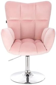 HR650N Púderrózsaszín modern velúr szék krómozott lábbal