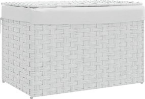 vidaXL fehér polyrattan szennyeskosár fedéllel 55,5 x 35 x 34 cm