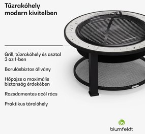 Blumfeldt Merano Circolo 3 az 1-ben, tűzrakóhely grill funkcióval, használható asztalként, 87 cm-es átmérő