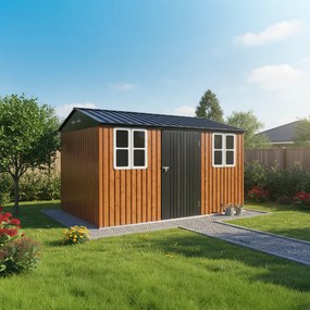 Fém kerti szerszámtároló ház, barna/antracit, 3,6x3,1x2,5 m, GABKO