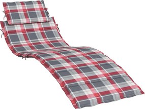 vidaXL piros kockás oxford szövet napozóágy párna 186x58x4 cm