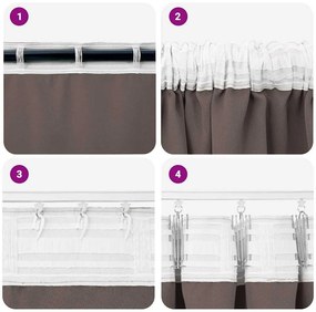 Függönyök függönyökkel 2 pcs sötétbarna 245x140cm Poliészter