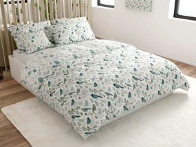 Pamut ágynemű LEAFBIRD POLY fehér-zöld Ágyneműhuzat mérete: 70 x 90 cm | 140 x 220 cm