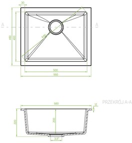 Laveo Ibiza, 1 kamrás gránit mosogató 560x460x220 mm, bézs, LAV-SBI_410U