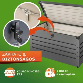 METALBOX fém tárolódoboz, 385L, 120×62×63cm, antracit Gardebruk