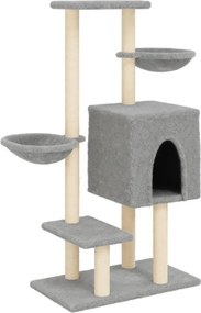 vidaXL világosszürke macskabútor szizál kaparófákkal 117 cm