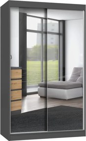 IGA 120 A tolóajtós gardróbszekrény 120x61x200, 2 tükörrel, antracit