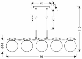 Zsinóros csillár LUMOS 5xG9/20W/230V füstszínű fekete