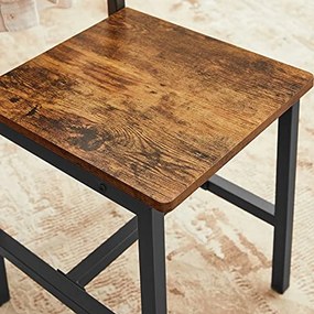 Étkezőszék 2 darabos készlet, Rusztikus Barna és Fekete