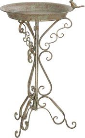 Outsunny 75 cm vintage zöld madárfürdő madárfigurával és díszes talapzattal, szabadon álló kertmedence udvarra, teraszra, zöld | Aosom