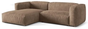 Világosbarna bársony moduláris sarokkanapé (bal oldali-heverő résszel) Martina – Micadoni