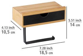Fekete wc-papír tartó bambusz elemmel - Wenko