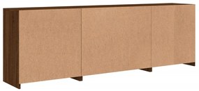 barna tölgy színű tálalószekrény LED-ekkel 202x37x67 cm