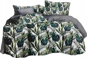 Szatén Ágyneműhuzat 160X200 Ágyneműhuzat Garnitúra 3 részes 2x Párnahuzat 70x80 Levelek 3D