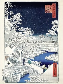 Művészeti nyomat Meguro dobhíd és Sunset Hill, Katsushika Hokusai