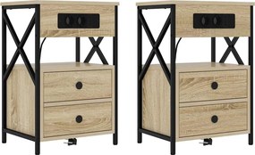 vidaXL Éjjeliszekrény 2 pcs Sonoma tölgy 40 x 31 x 60 cm Faanyag