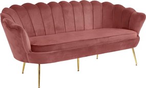 Luxus heverő, 3-as ülés, rózsaszín Velvet szövet/króm arany, Art-deco stílus, NOBLIN