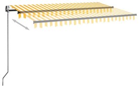 Sárga-fehér szélérzékelős és LED-es napellenző 450 x 350 cm