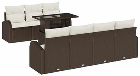 vidaXL Kerti Kanapé Szett párnával tárolóval 8 pcs Barna Poly Rattan