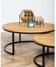 KÉSZLET 2x Kávésasztal OAKLOFT 38x90 cm fekete/tölgy