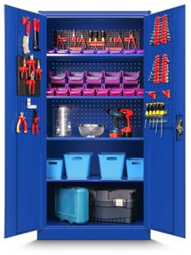 Fém műhelyszekrény polcokkal BRUNO, 920 x 1850 x 500 mm, kék