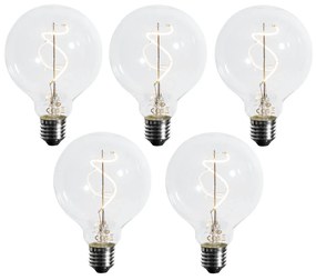 5 darabos készlet E27 szabályozható LED spirál izzószálas G95 4W 270LM 2700K