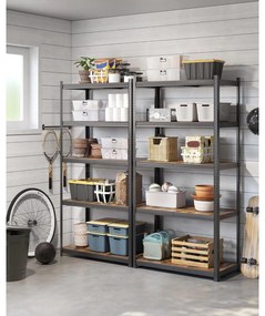 Nagy teherbírású tárolópolc, polc, rusztikus barna és fekete