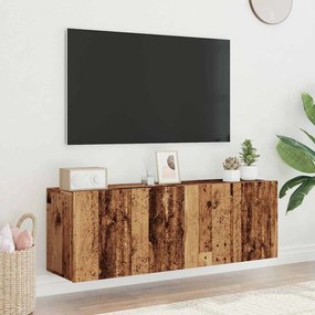 2 db antik fa színű falra szerelhető TV-szekrény 60 x 30 x 41cm