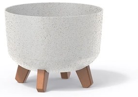 Virágcserép ECO WOOD lábakkal, 28,5 cm, fehér