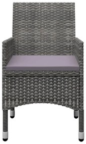 3 részes szürke polyrattan és akácfa bisztrószett