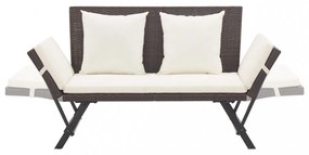 barna polyrattan kerti pad párnákkal 176 cm