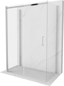 Mexen Omega háromoldalú zuhanykabin  Toló ajtóval   140 x 80 cm,  átlátszó üveg, króm - 825-140-080-01-00-3 Három oldalu zuhanykabin