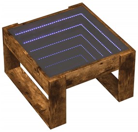 Füstös tölgy végtelen hatású LED-es dohányzóasztal 50x53x30 cm