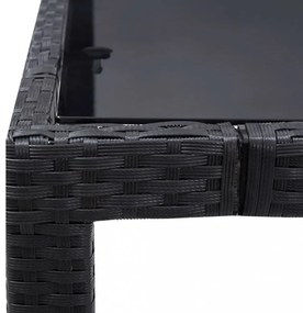 5-részes fekete kültéri polyrattan étkezőgarnitúra