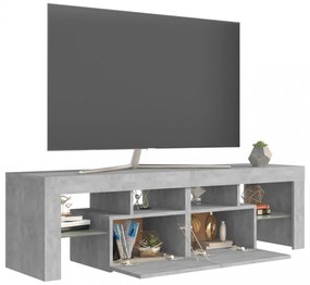 betonszürke TV-szekrény LED-lámpákkal 140 x 36,5 x 40 cm