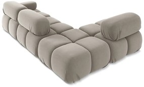 Bézs bársony moduláris sarokkanapé (bal oldali) Lokua – Makamii