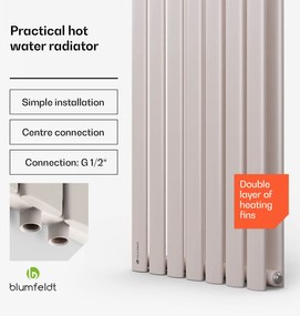 Blumfeldt Tallheo, 41 x 180, radiátor, fürdőszoba radiátor, csőradiátor, 1435 W, melegvizes, 1/2