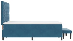 Box Spring Ágy Matraccal és Paddal Sötét Kék 140x200 cm Bársonyos