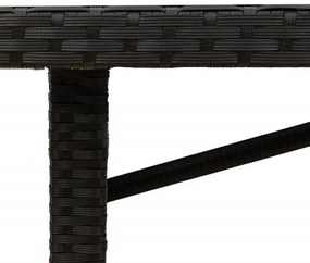 fekete polyrattan kerti asztal akácfa lappal 190 x 80 x 75 cm