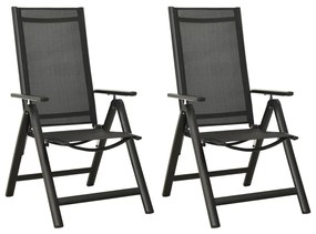 vidaXL 2 db fekete textilén és alumínium összecsukható kerti szék