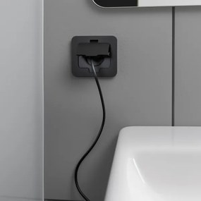 Brilagi - Kültéri padlóba építhető konnektor IP55 fekete téglalap alakú