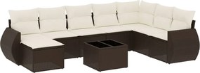 vidaXL 9 részes barna polyrattan kerti ülőgarnitúra párnákkal